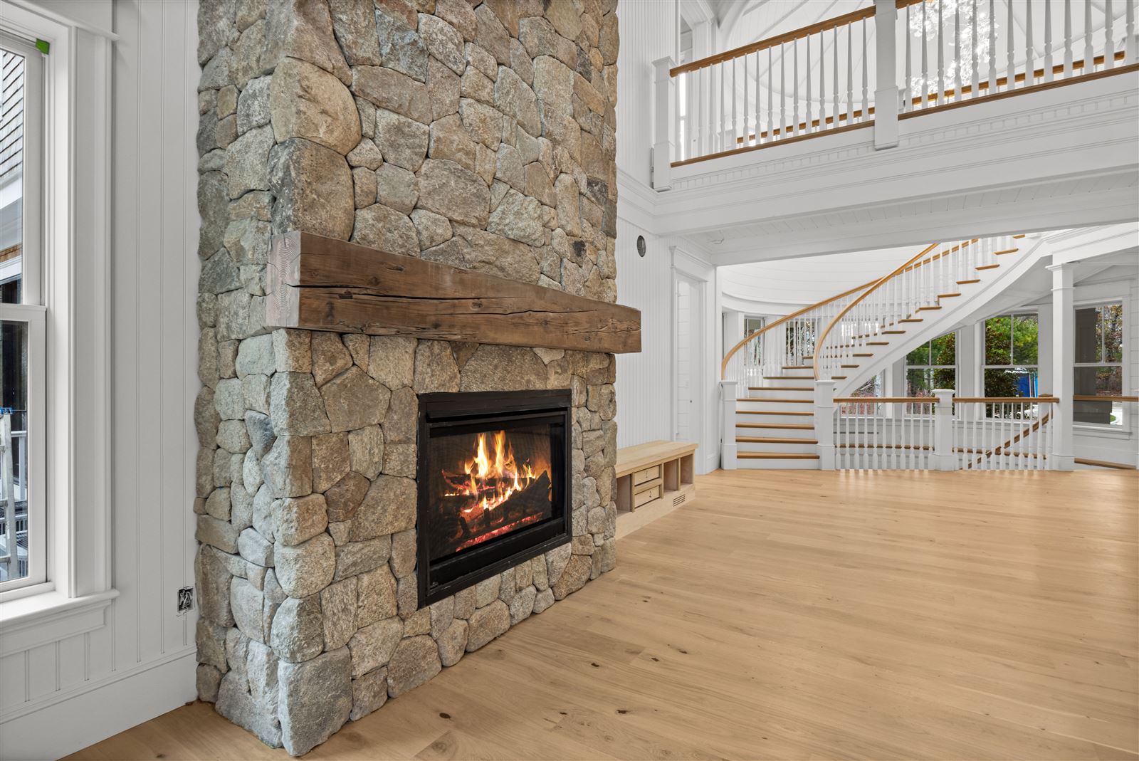 Great room & stone fireplace